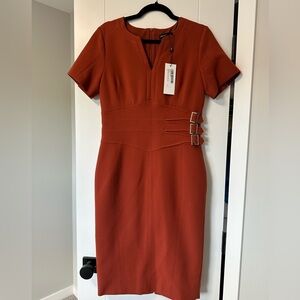 Karen Millen pencil dress, orange, US8